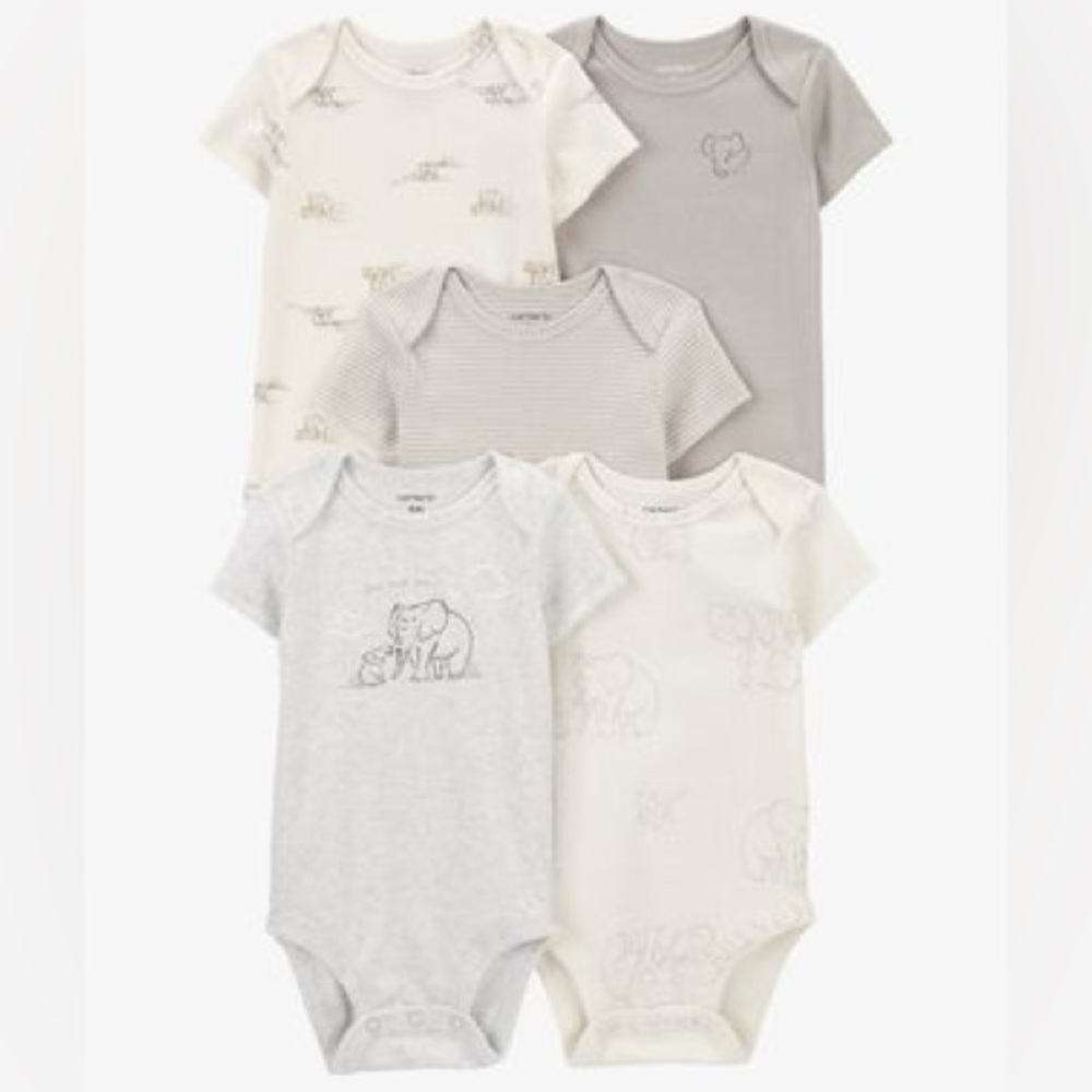 Carter's Gray Elephant Print Baby Bodysuit